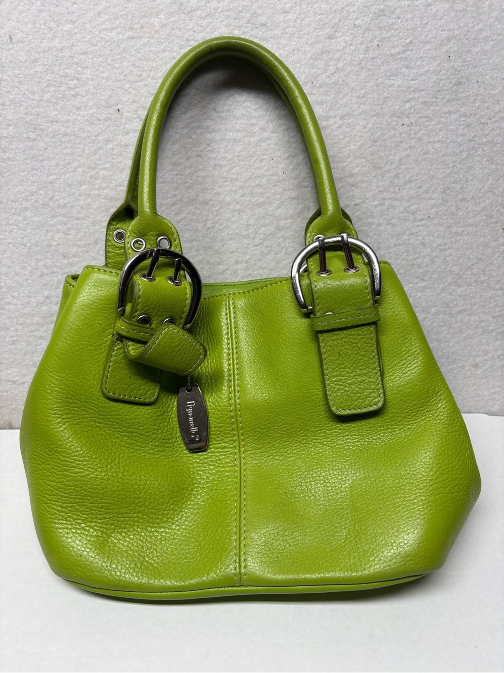 Genuine Green Leather TIGNANELLO Hobo Shoulder Bag Purse w/Silver Accents